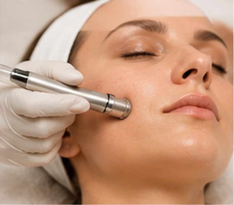 Microdermabrasion der Wange mit dem Diamant-Handstück